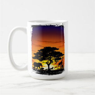 Wilde Tiere auf der afrikanischen Savanna Sunset Kaffeetasse
