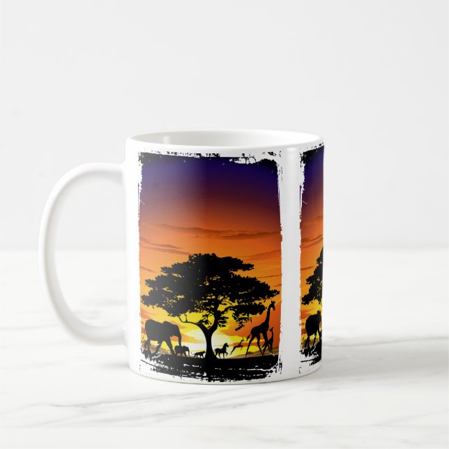 Wilde Tiere auf der afrikanischen Savanna Sunset Kaffeetasse (Links)