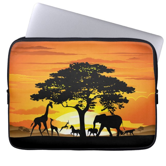Wilde Tiere auf der afrikanischen Savanna Sunset Laptopschutzhülle (Vorderseite)