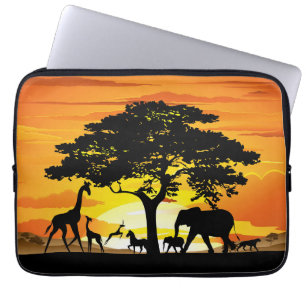 Wilde Tiere auf der afrikanischen Savanna Sunset Laptopschutzhülle