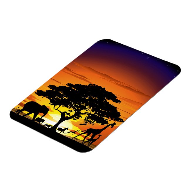 Wilde Tiere auf der afrikanischen Savanna Sunset Magnet (Linke Seite)