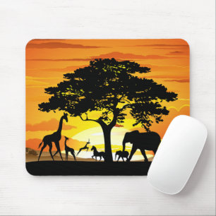 Wilde Tiere auf der afrikanischen Savanna Sunset Mousepad
