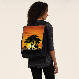 Wilde Tiere auf der afrikanischen Savanna Sunset Rucksack
