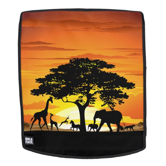 Wilde Tiere auf der afrikanischen Savanna Sunset Rucksack (Abnehmbare Front)