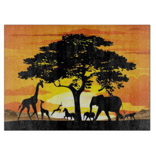 Wilde Tiere auf der afrikanischen Savanna Sunset Schneidebrett