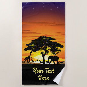 Wilde Tiere auf der afrikanischen Savanna Sunset Strandtuch
