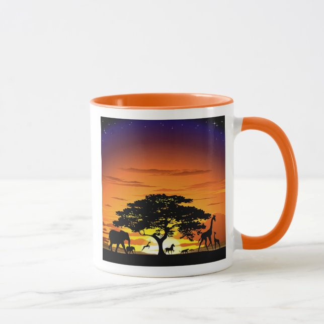 Wilde Tiere auf der afrikanischen Savanna Sunset Tasse (Rechts)