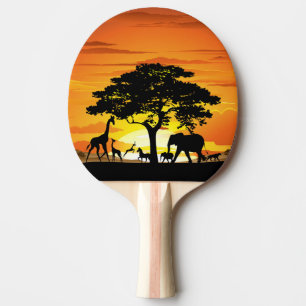 Wilde Tiere auf der afrikanischen Savanna Sunset Tischtennis Schläger