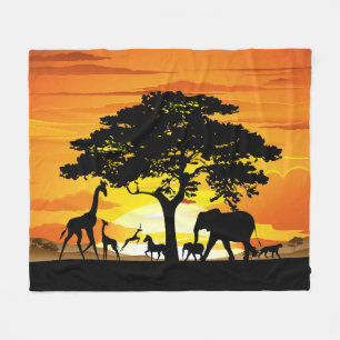 Wilde Tiere auf der afrikanischen Savanne bei Sonn Fleecedecke