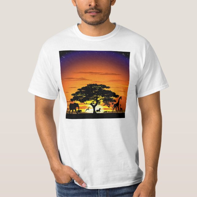 Wilde Tiere auf Savannah Sunset T - Shirt (Vorderseite)