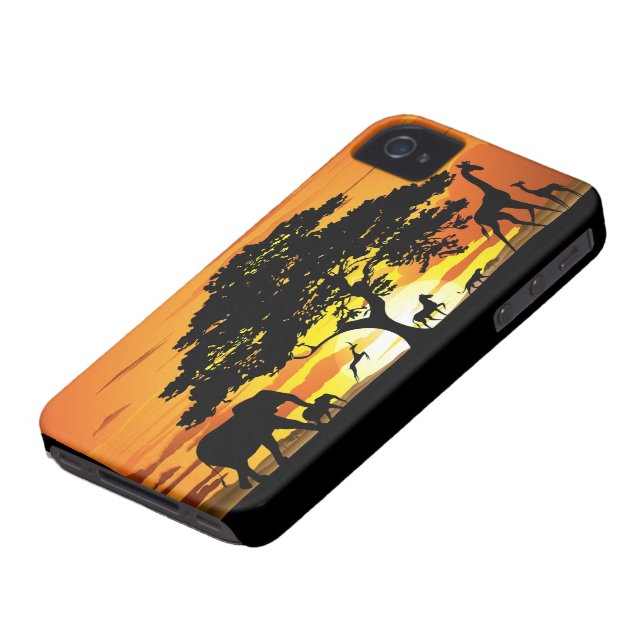 Wilde Tiere auf Savanne-Sonnenuntergang iPhone 4 Case-Mate iPhone Hülle (unten)