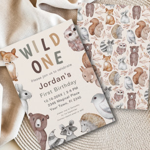 Wilde Tiere aus Holz !st Birthday Party Einladung