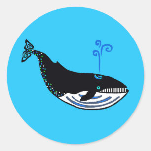 Wilde Tiere - Blaue Wale - Blau des Ozeans Runder Aufkleber