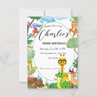 Wilde Tiere Einladung zum Geburtstag des Kindes