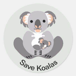 Wilde Tiere - Gerettet KOALAS - gefährdete Tiere Runder Aufkleber