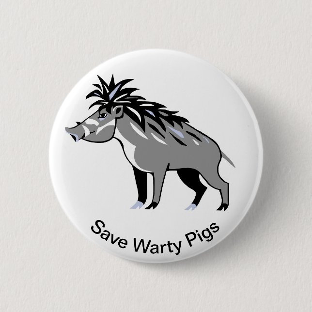 Wilde Tiere - Gerettet Warty PIGS - gefährdet Button (Vorderseite)