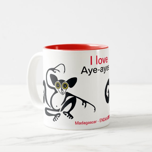 Wilde Tiere I Liebe AYE-AYES - Weite Tierwelt - Zweifarbige Tasse (Vorderseite Links)