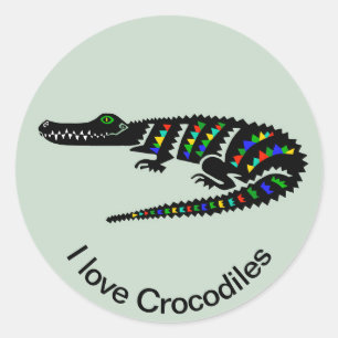 Wilde Tiere - I Liebe CROCODILES - Wildtiere - USA Runder Aufkleber
