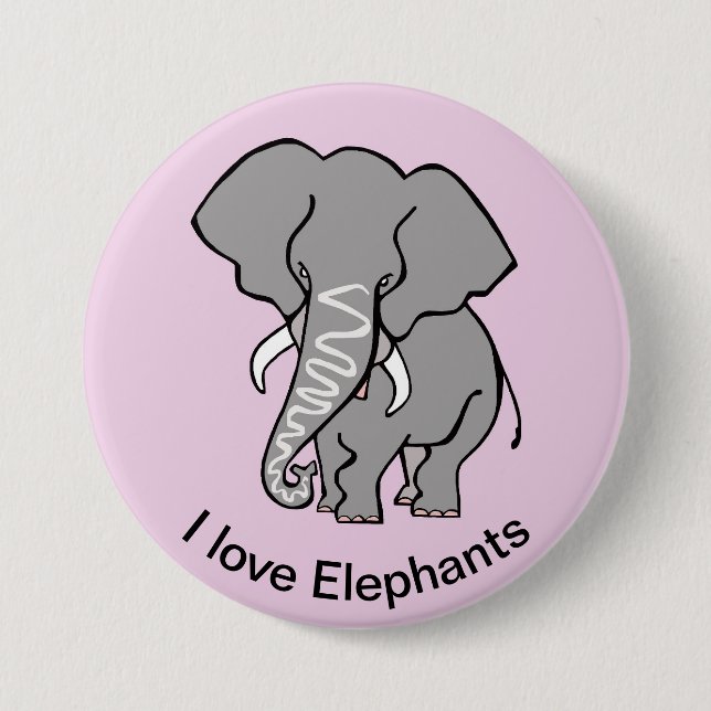 Wilde Tiere I Liebe ELEPHANTS - Afrika- rosa Button (Vorderseite)