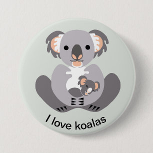 Wilde Tiere - I Liebe KOALAS - Aussie wild lebende Button