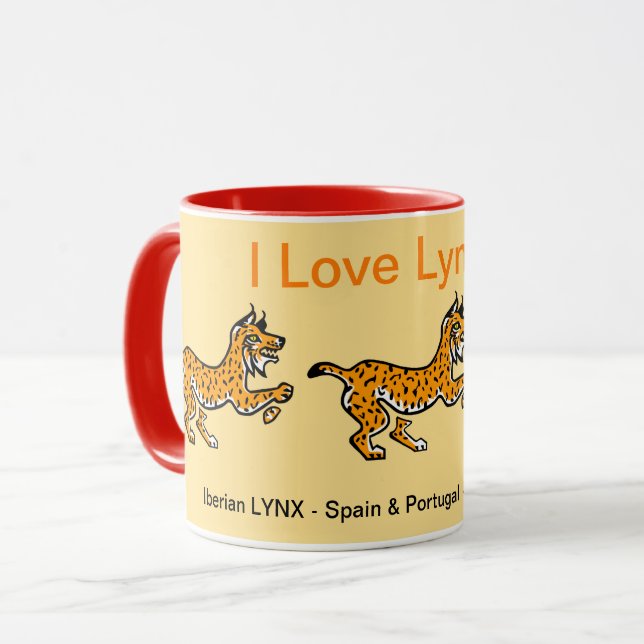 Wilde Tiere - I Liebe LYNXES - Natur - Gelb Tasse (Vorderseite Links)