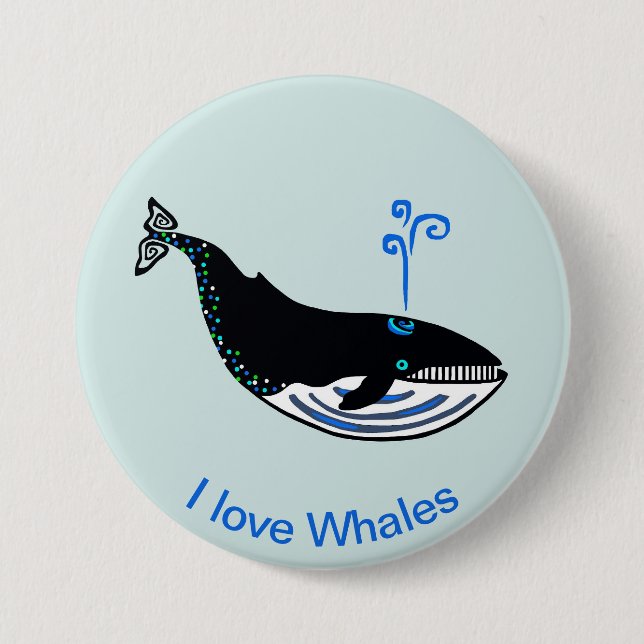 Wilde Tiere - I Liebe WHALES - wild lebende Tiere  Button (Vorderseite)