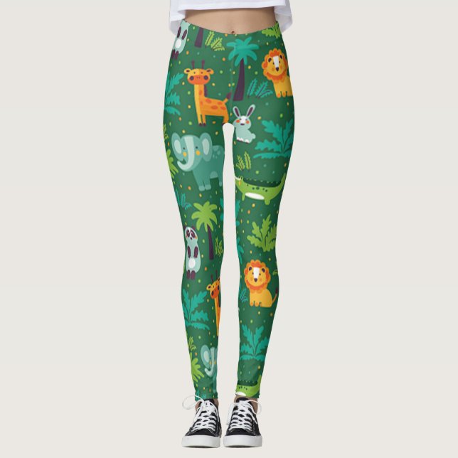 Wilde Tiere im Dschungel Leggings (Vorderseite)