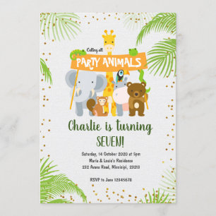 Wilde Tiere Jungle Safari Geburtstagspartei Einladung