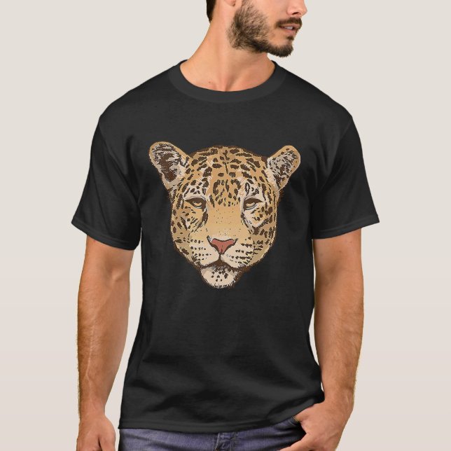 Wilde Tiere Leopard Katzen Gesicht T-Shirt (Vorderseite)