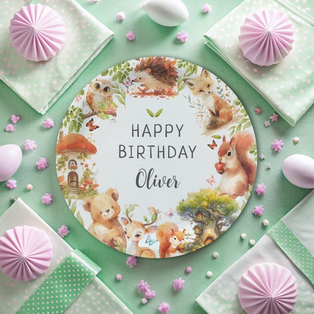 Wilde Tiere Niedlicher magischer Wald Pappteller (Von Creator hochgeladen)