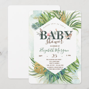 Wilde Tiere Palmwedel Baby Shower Einladung