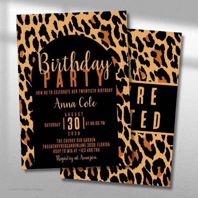 Wilde Tiere Print Celebration Leopard Geburtstag Einladung (Von Creator hochgeladen)