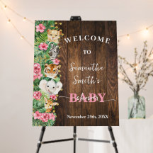 Wilde Tiere Rosa Rustikal Willkommen Baby Shower