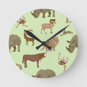 Wilde Tiere Runde Wanduhr