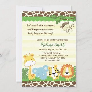 Wilde Tiere Safari Jungle Baby Dusche Einladung