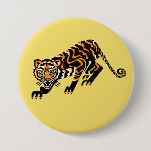 Wilde Tiere - TIGER - Wildtiere - Gelb Button