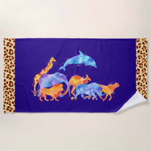 Wilde Tiere und Leopard-Druck Border Strandtuch