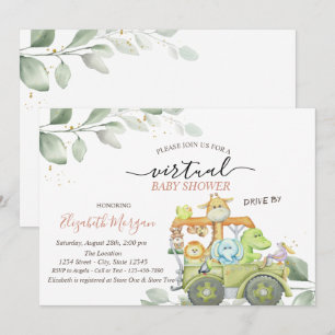 Wilde Tiere Virtuelle Drive-By-Baby-Party Einladung