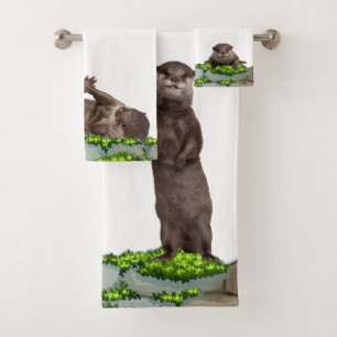 Wilde Tiere Wiesel - Baby Otter Badhandtuch Set