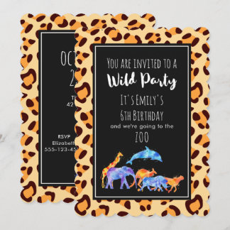 Wilde Tiere Zoo Geburtstag auf Exotic Leopard Prin Einladung
