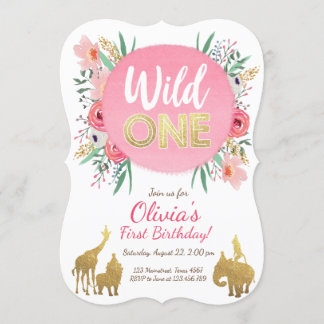 Wilde Tiere zum Geburtstag Einladung von Floral Go