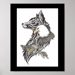 Wilde Tierführer Print Premium (Leinwand glänzen) Poster