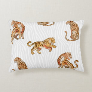 Wilde Tiger: Aquarelltiermuster. Dekokissen