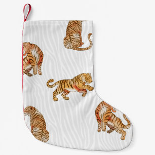 Wilde Tiger: Aquarelltiermuster. Kleiner Weihnachtsstrumpf