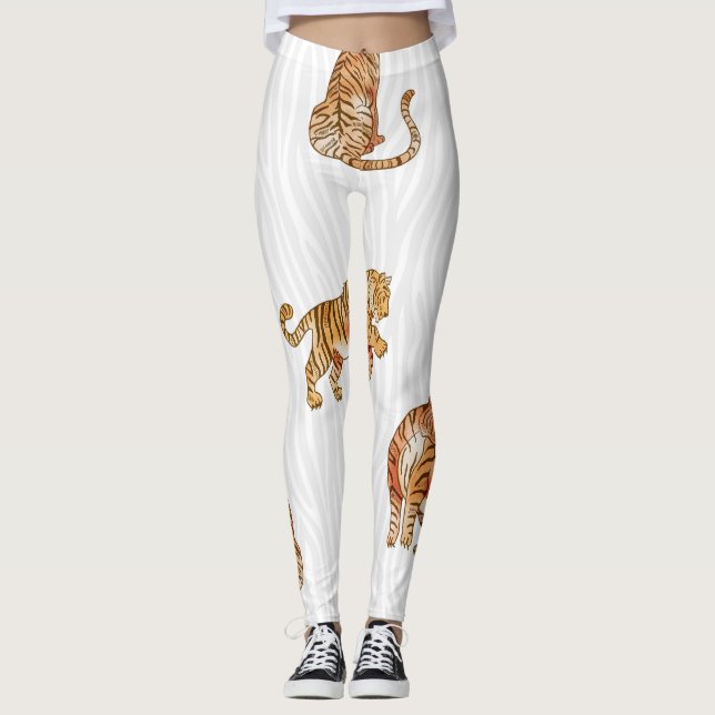 Wilde Tiger: Aquarelltiermuster. Leggings (Vorderseite)