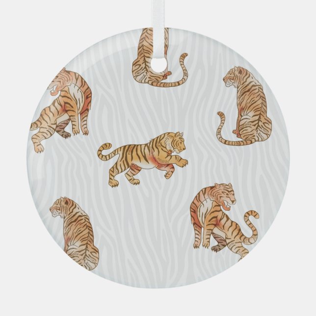 Wilde Tiger: Aquarelltiermuster. Ornament Aus Glas (Vorderseite)
