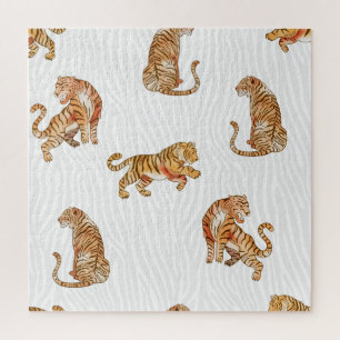 Wilde Tiger: Aquarelltiermuster. Puzzle