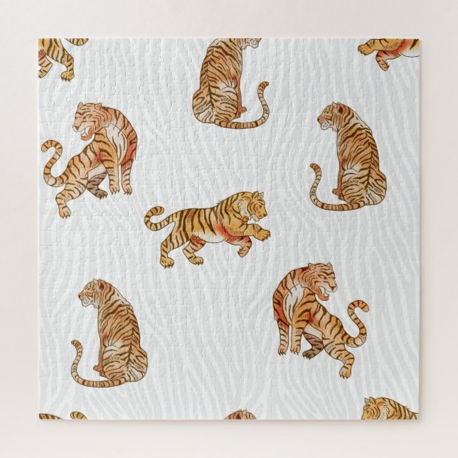 Wilde Tiger: Aquarelltiermuster. Puzzle (Vertikal)