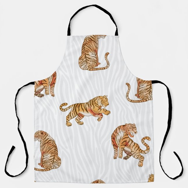 Wilde Tiger: Aquarelltiermuster. Schürze (Vorderseite)