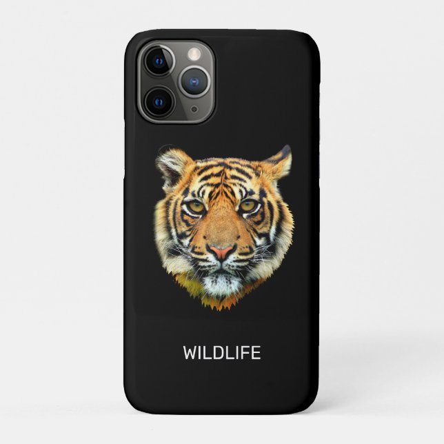Wilde Tigerfront auf schwarz Case-Mate iPhone Hülle (Rückseite)